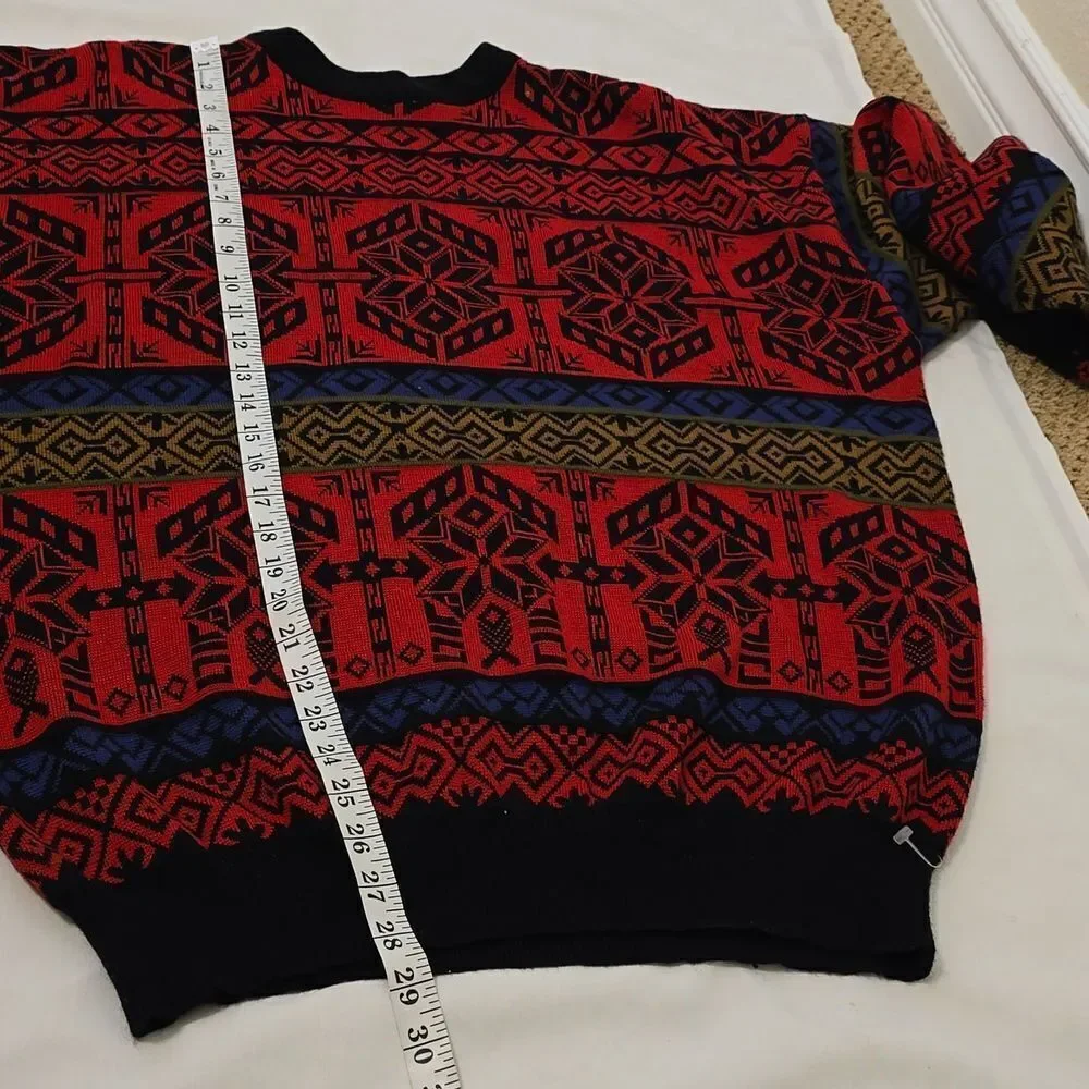 Vintage Obermeyer Wool Blend Snowflake Print Ski Crewneck Sweater Mens XL‎